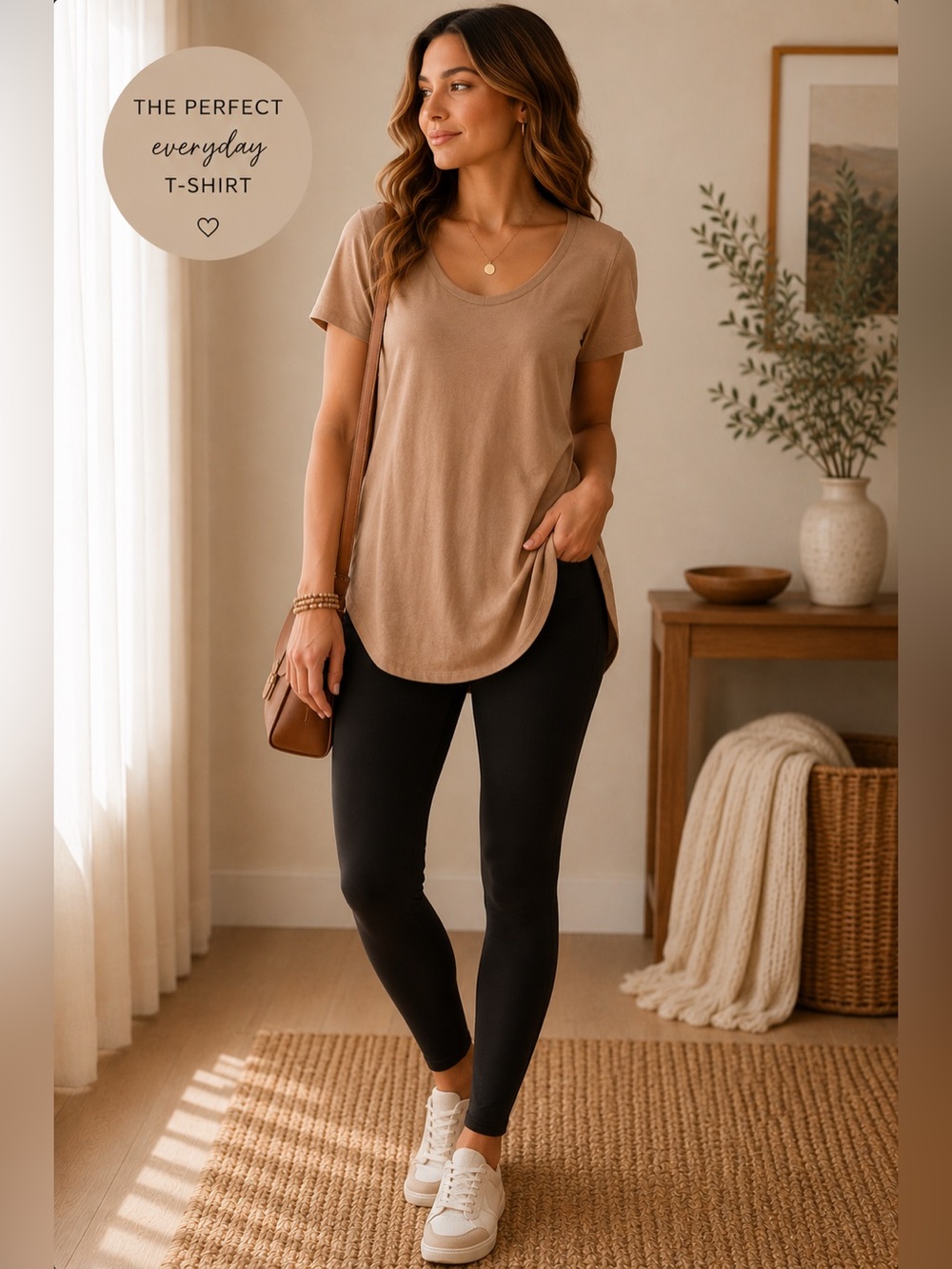 Casual Tan Women's T-shirt Dress
